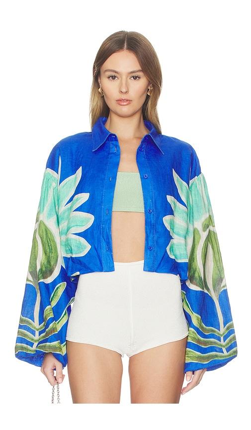 the wolf gang concha bubble shirt in royal.