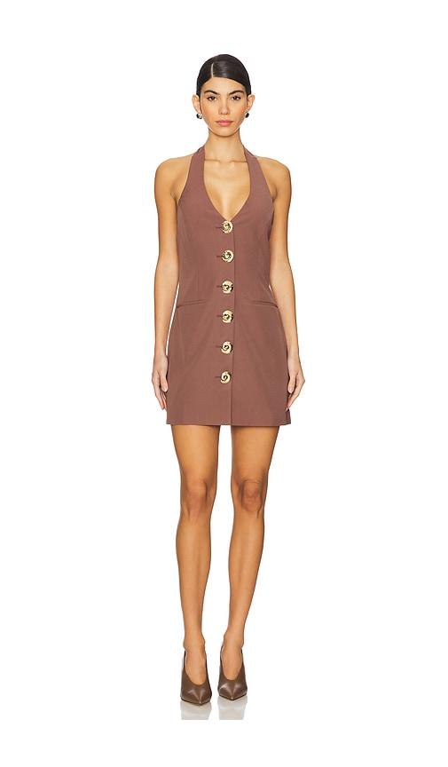 the wolf gang irida vest dress in chocolate.