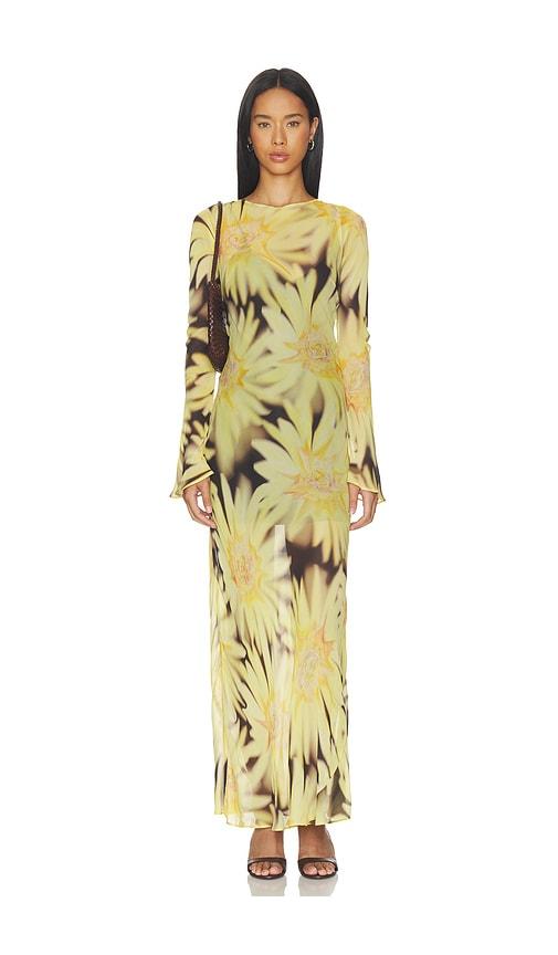 the wolf gang lottie maxi dress in yellow.