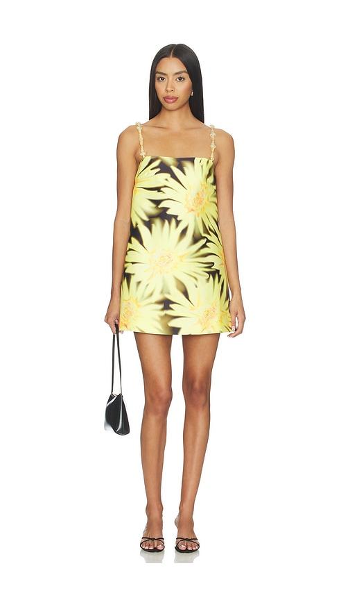 the wolf gang palma mini dress in yellow.