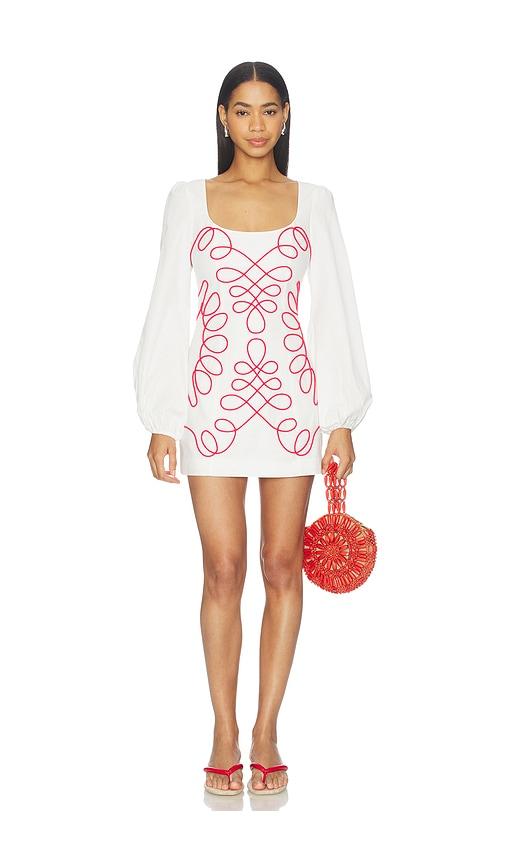 the wolf gang soriah mini dress in ivory,red.