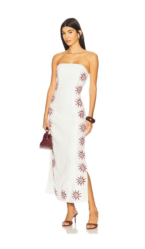 the wolf gang sueno strapless maxi dress in ivory.