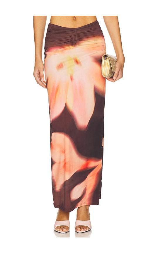 the wolf gang veda maxi skirt in pink.