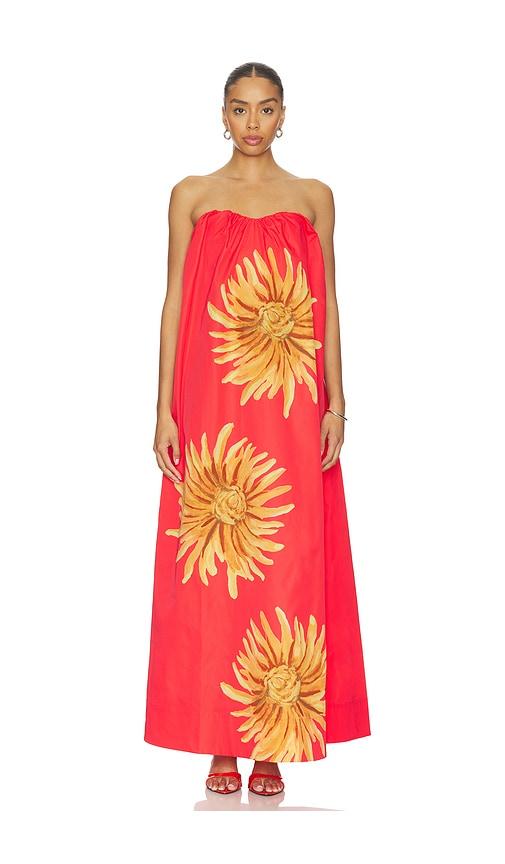 the wolf gang verona maxi dress in red.