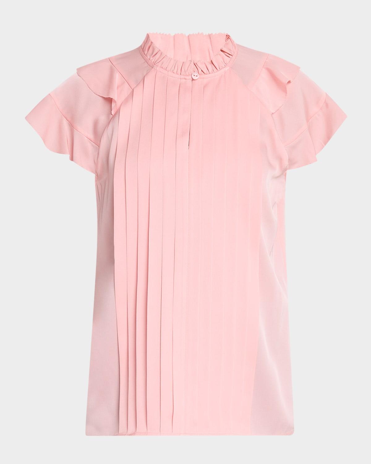 the zion pintuck ruffle-trim blouse