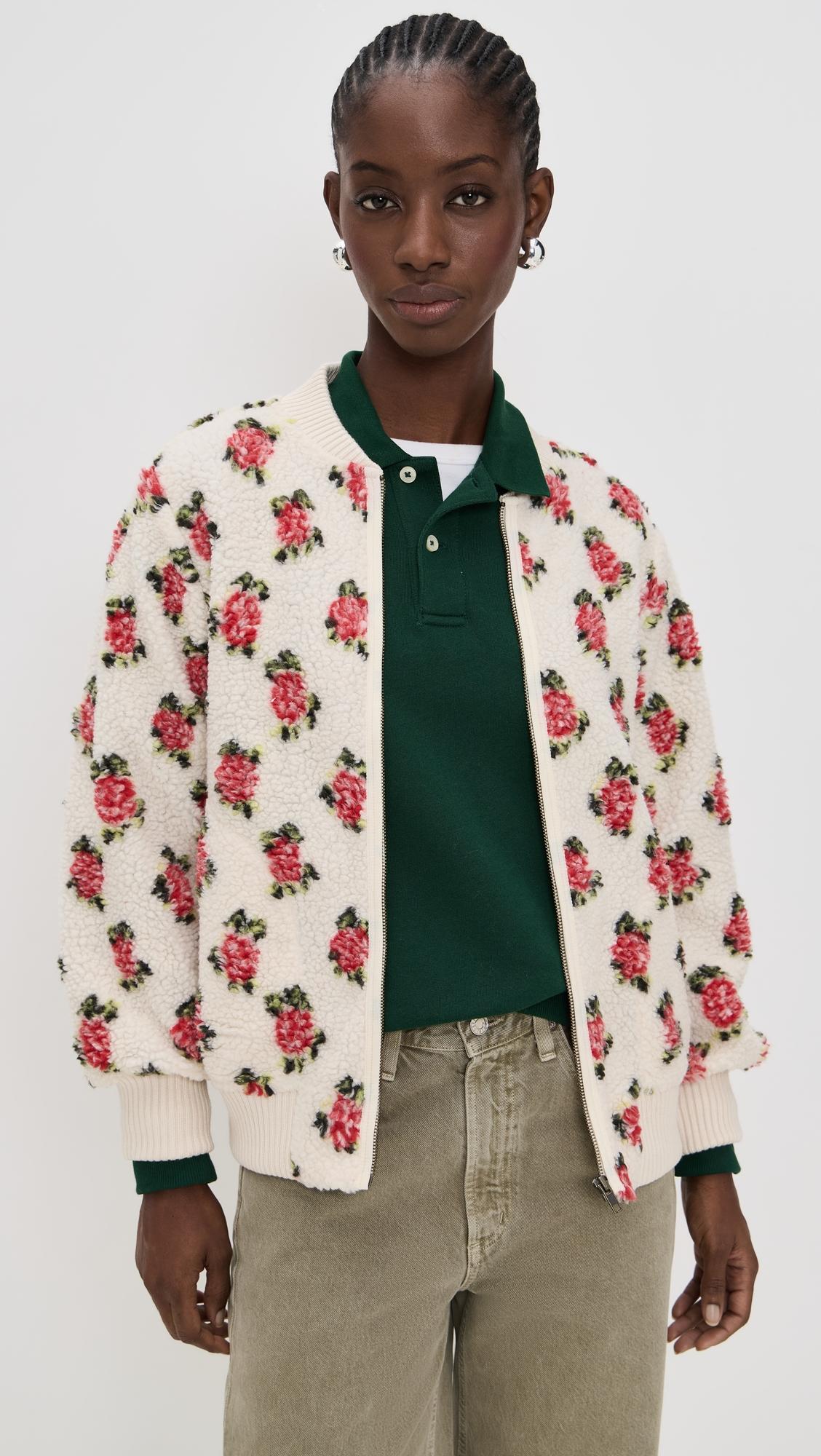 the zip front plush bomber jacket