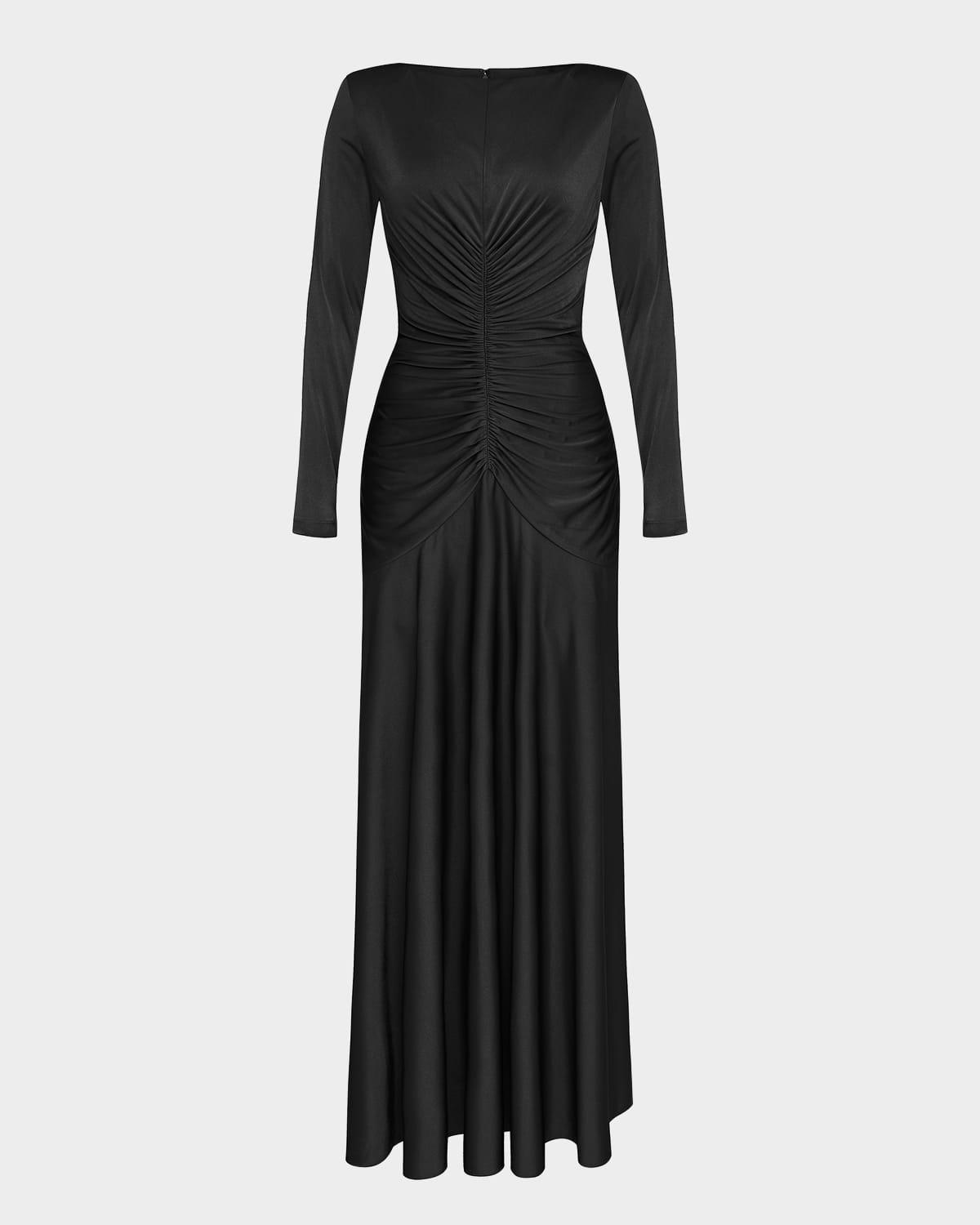 thea ruched glossy jersey gown