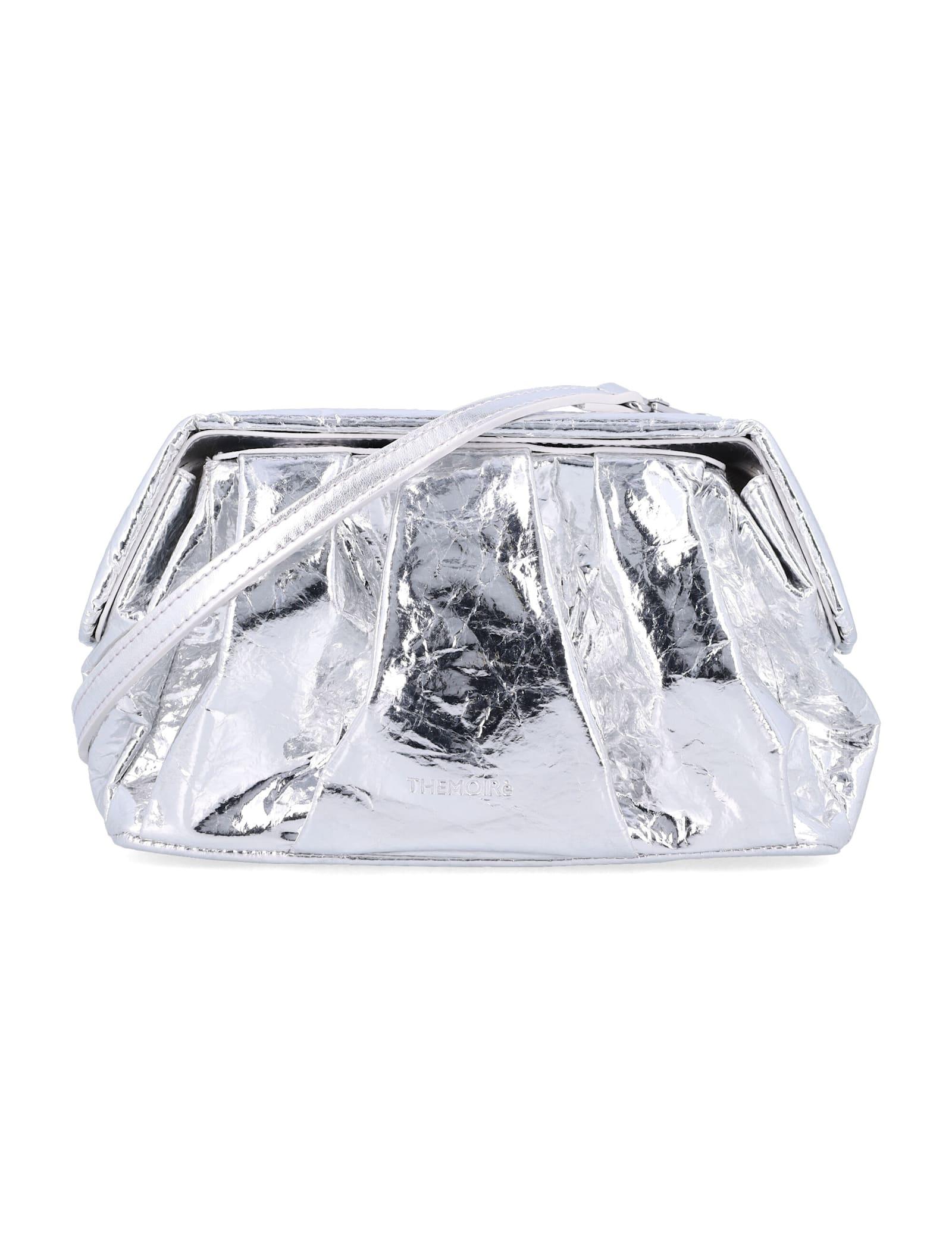 themoirè afrodite metallic silver clutch