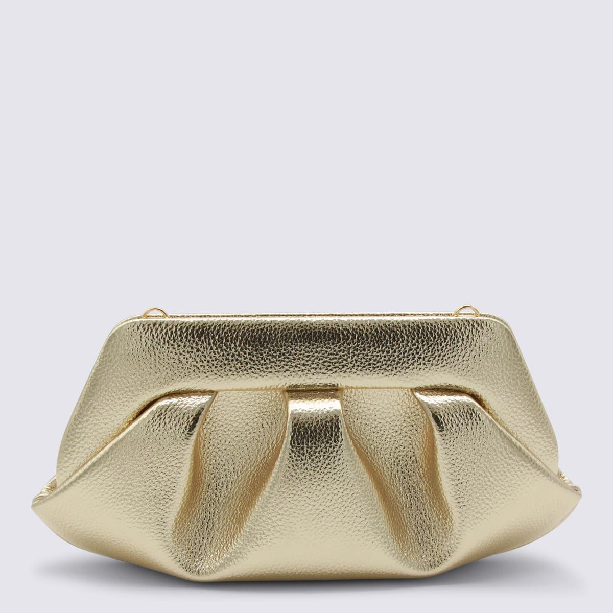 themoirè gold leather baguette cluthes
