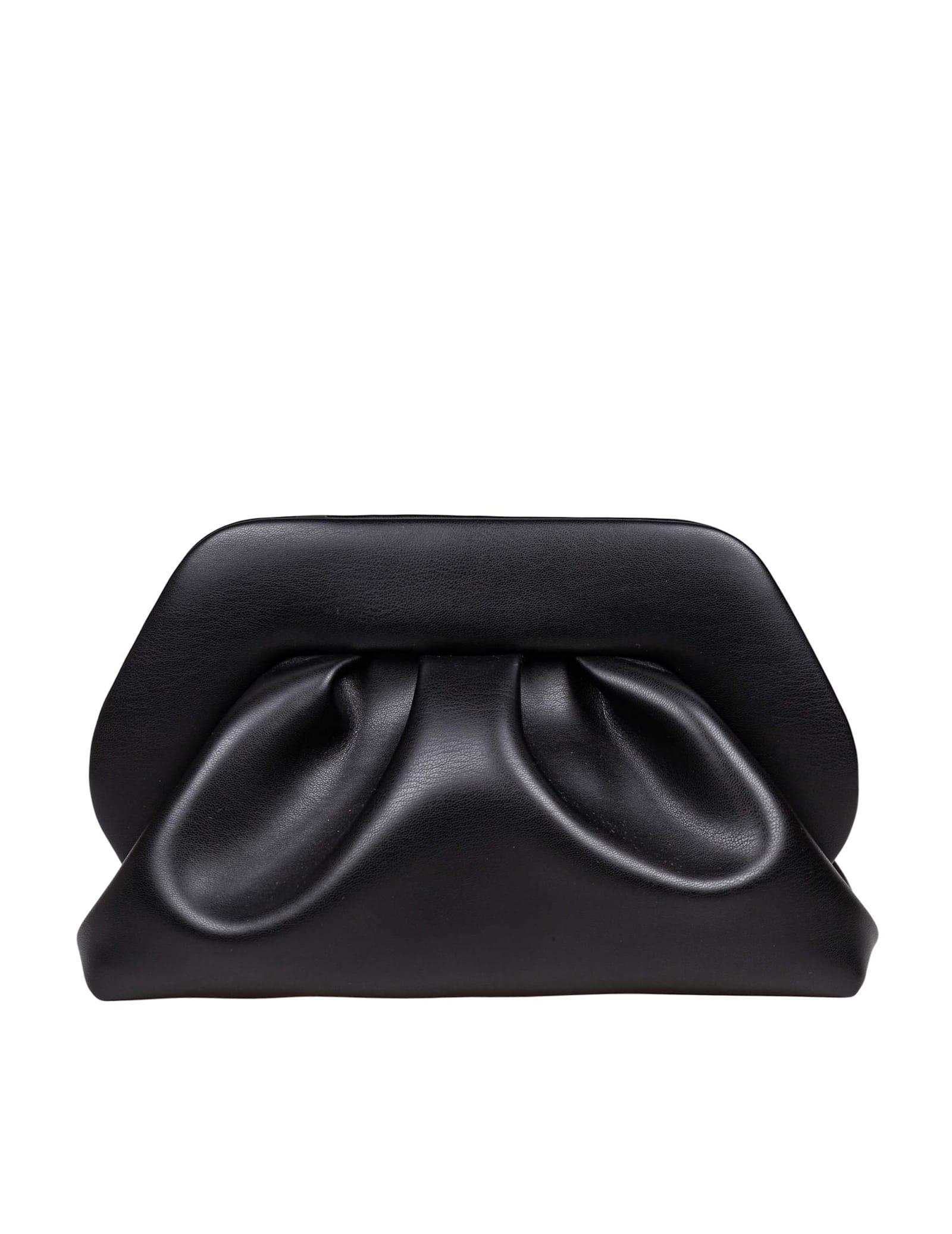 themoirè vegan fabric clutch bag color black