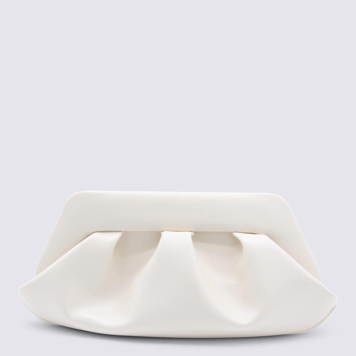 themoirè white vegan leather bios baguette clutch
