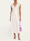 theodore floral satin midi dress