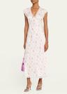 theodore floral satin midi dress