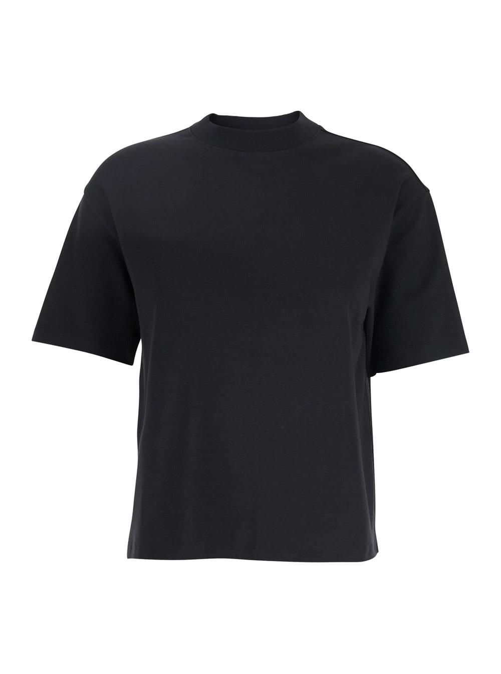 theory black crewneck t-shirt with short sleeve in cotton woman