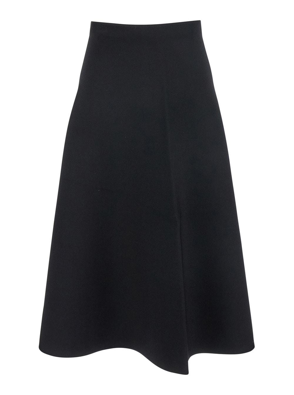 theory black mid-waist flared skirt in viscose blend woman