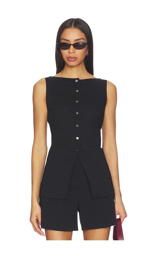 theory boatneck cutaway top in black.