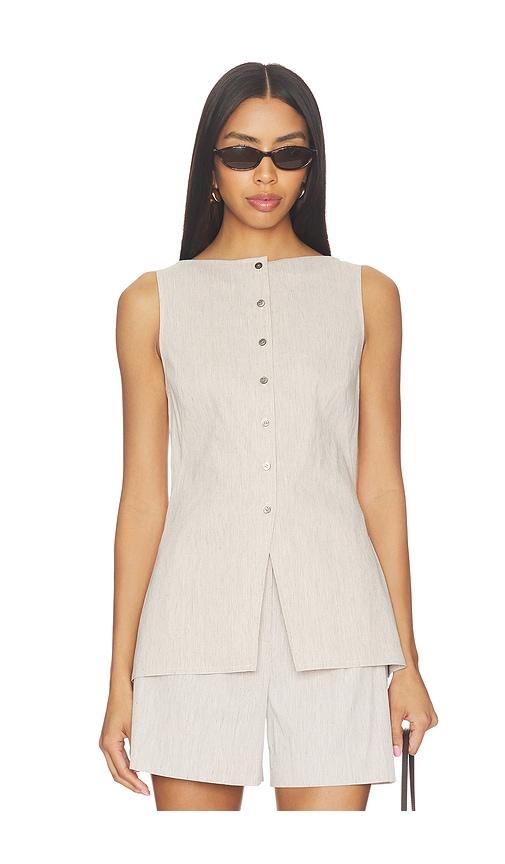 theory boatneck cutaway top in neutral.