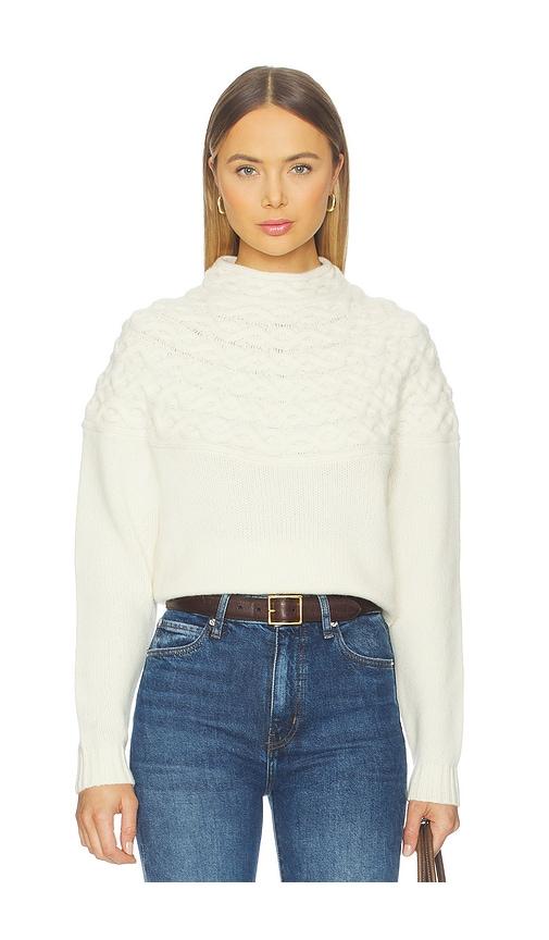 theory cable yoke pullover in ivory.