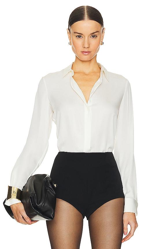 theory classic fitted shirt in ivory.