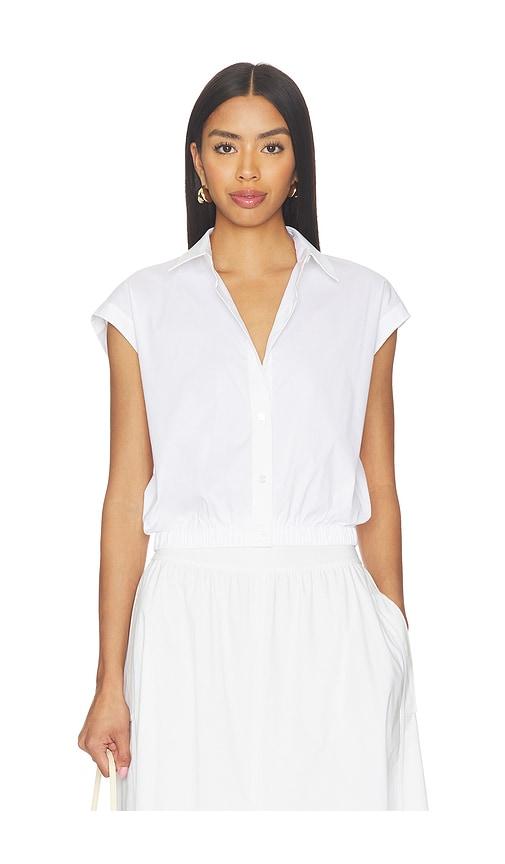 theory cropped elastic shirt in white.