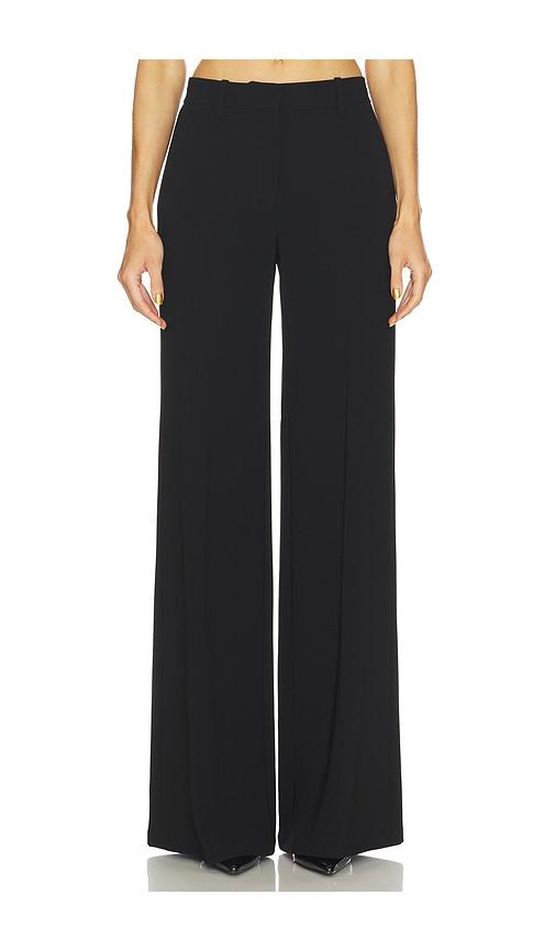 theory fluid flare crepe pant in black.
