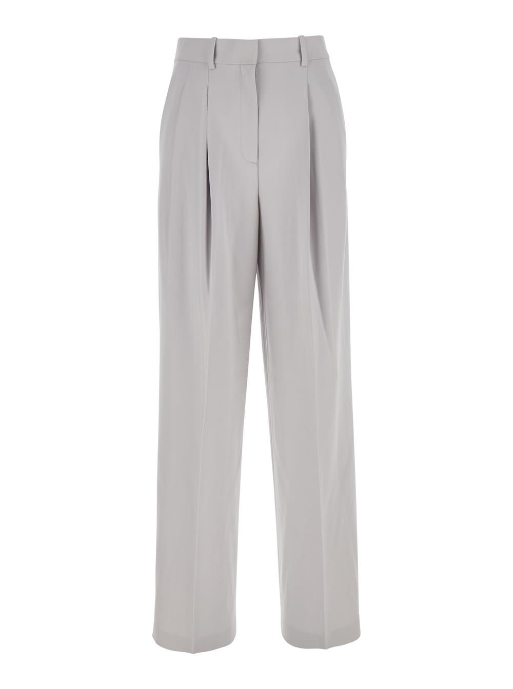 theory metallic pants with high waist and front pences in tech fabric woman