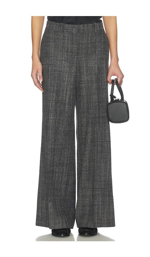 theory mid rise trouser in charcoal.