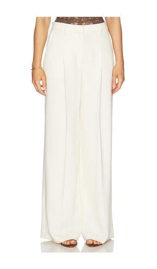 theory oversize wide pleated trouser in ivory.