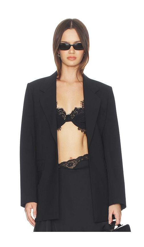theory relaxed slash blazer in black.