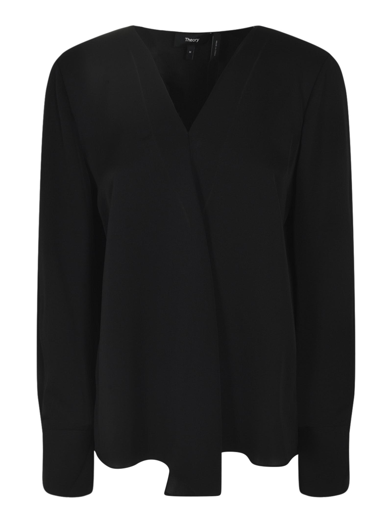 theory v-neck long-sleeved plain top