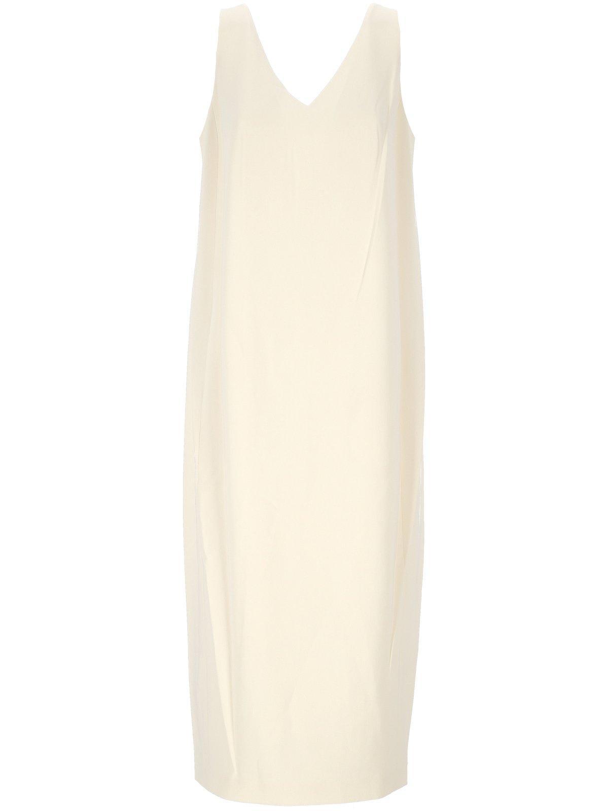 theory v-neck sleeveless midi dress