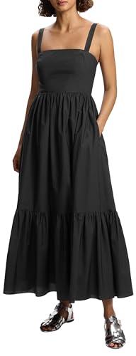 theory women's convertible strap tiered dress, black