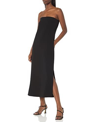 theory women's crepe strapless maxi dress, black, 8