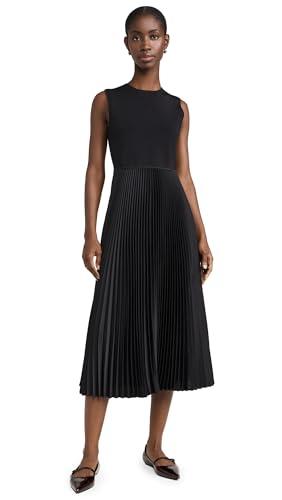 theory women's crew sleeveless pleated dress, black, l