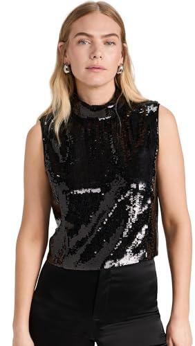 theory women's crop roll neck top, black, 4
