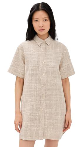 theory women's easy mini shirt dress, taupe multi, xl