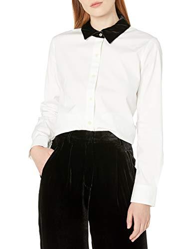 theory women's fancy shirt top, white, m
