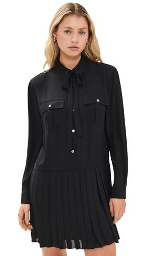 theory women's pleated skirt mini dress, black, l