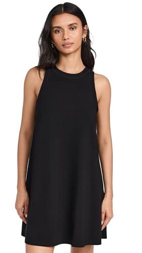 theory women's rib neck tank dress, black, l