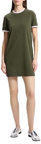 theory women's ringer tee dress, dark olive/white