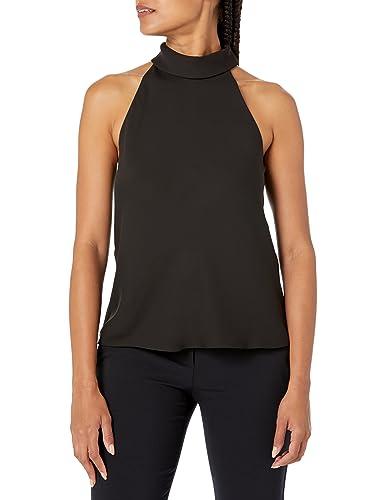 theory women's roll neck halter top, black