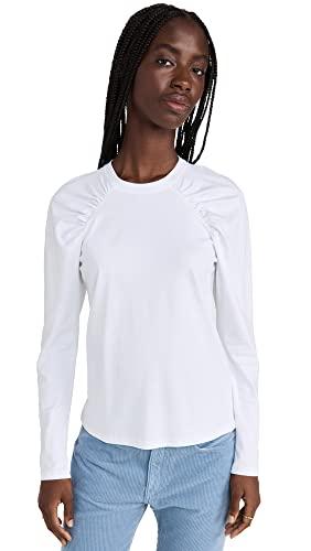 theory women's ruched raglan tee, white, s