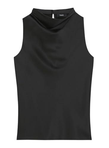 theory women's satin high cowl-neck top, black