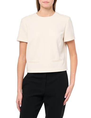 theory women's short sleeve crop pocket top, rice