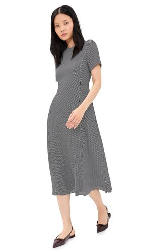 theory women's short sleeve flare midi dress, black multi, 4