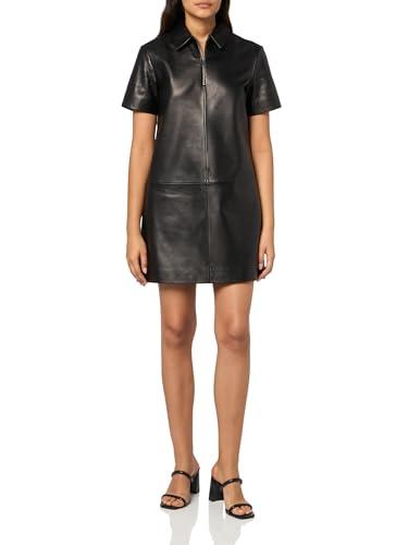 theory women's short sleeve half zip dress black
