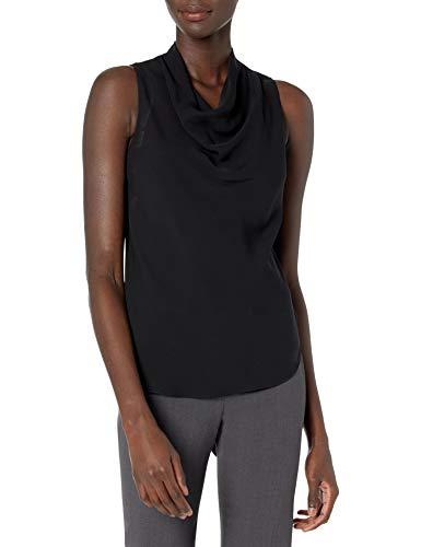 theory women's sleeveless cowl neck top, black, small