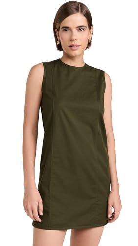 theory women's sleeveless high crew dress, dark olive, green, 2