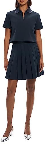 theory women's tennis polo zip top, nocturne navy, x-large