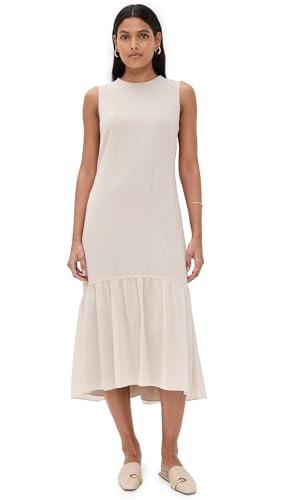 theory women's tier tie neck dress, sand, tan, 2
